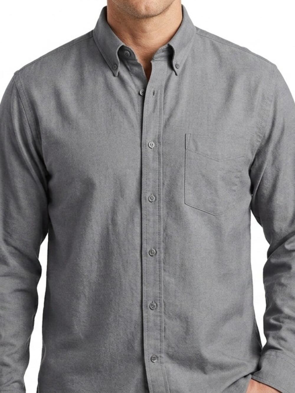 G.H. Bass & Co Weejun Oxford Gray Button-Up Shirt Men Size 17 1/2